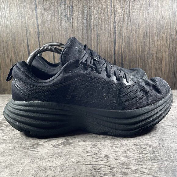 Hoka One One Bondi 8 Running Shoes Triple Black Men’s Sz 9.5 D Great Condition main image 5
